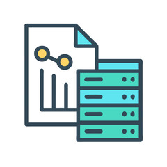 Data server illustration with analytics report in modern style