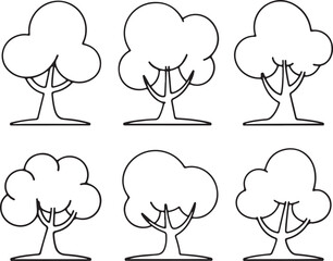 Whimsical Woodland Wonders – Hand Drawn Tree Collection in Black and White