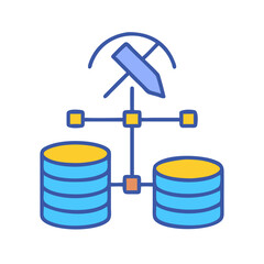 Decentralized Databases connection diagram concept on black background