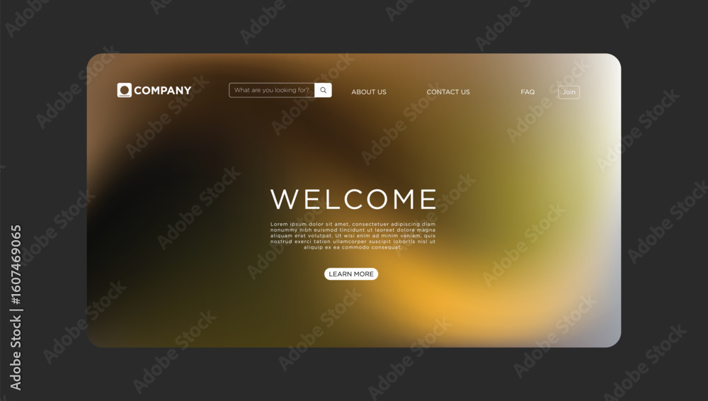 Aufkleber modern website design with blurred background welcomes visitors to explore and learn more