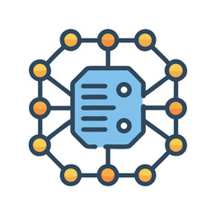 Decentralized data block with network node connections symbol