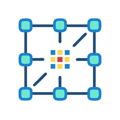 Abstract network with central connection in a minimalist style