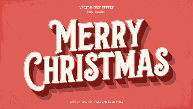Merry christmas 3d vintage style text effect