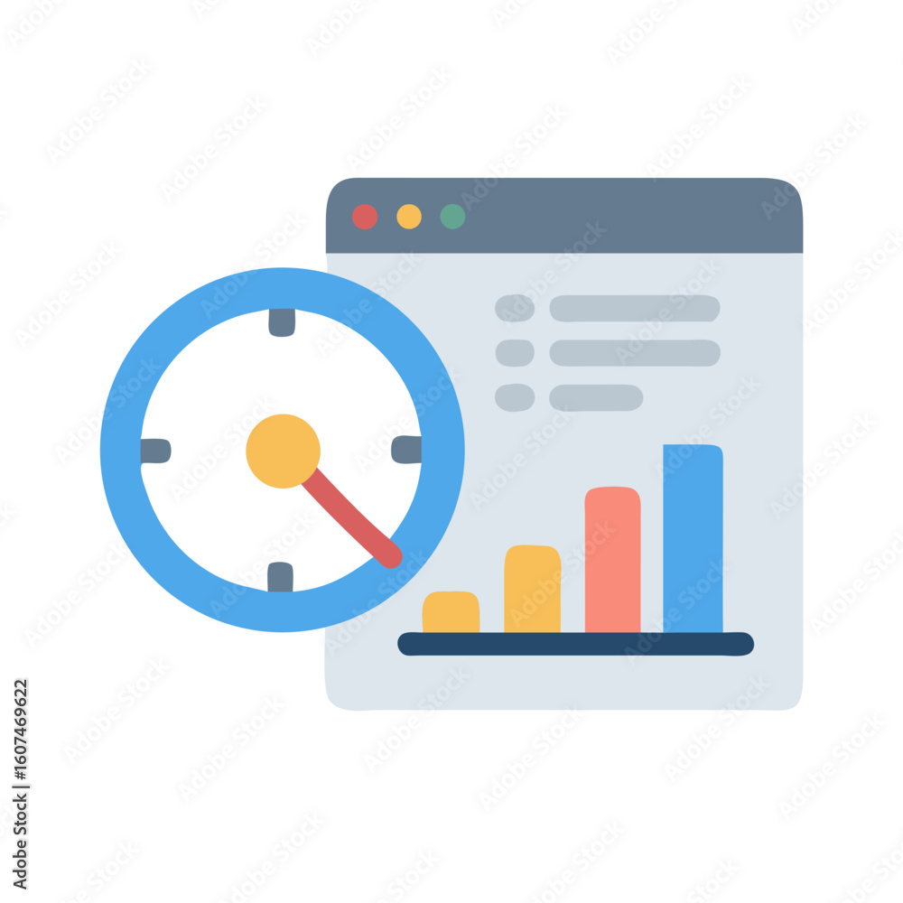 Poster time-bound business dashboard analytics tracking performance metrics concept illustration