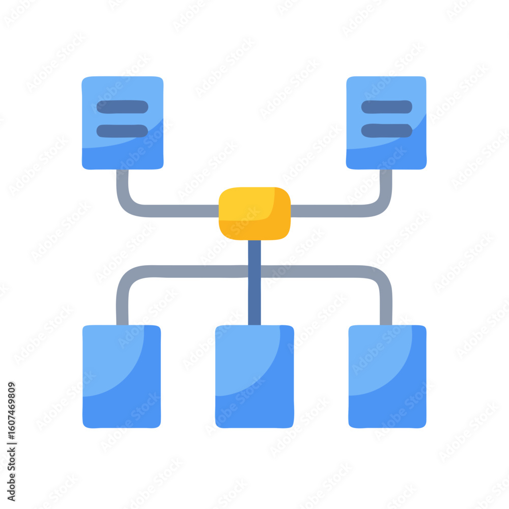 Poster organization chart or data flow network in flat design