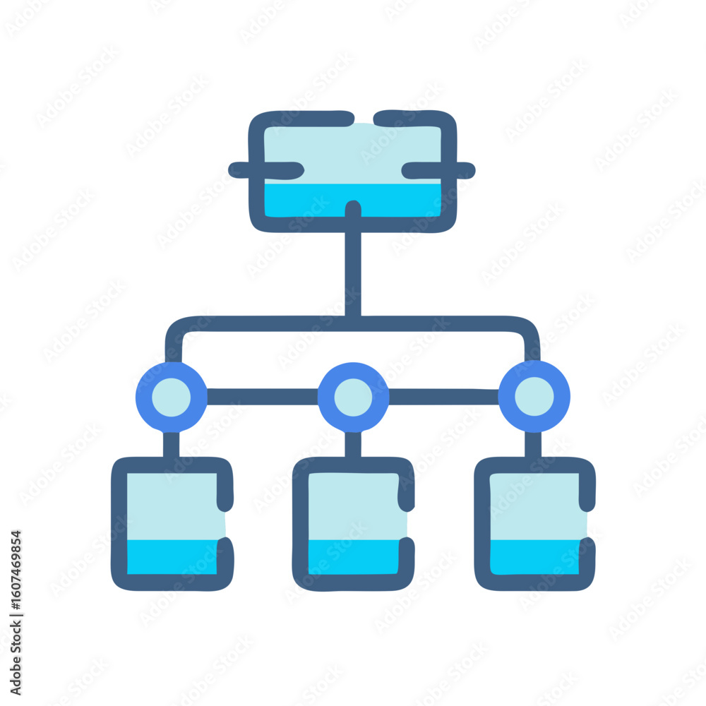 Poster simple organizational chart visual representation on a black background