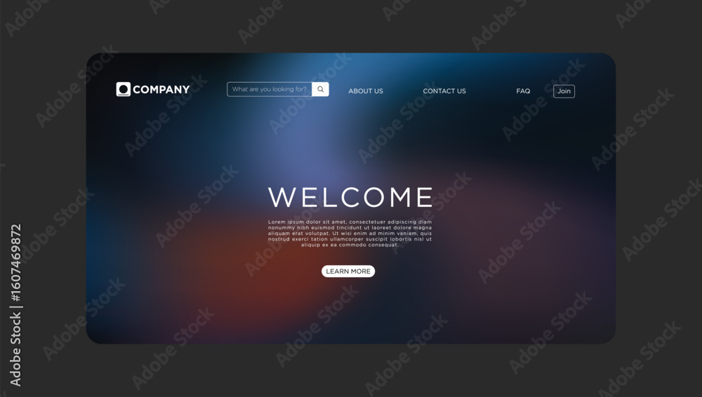 Poster modern welcome page design for business website, professional and clean user interface example