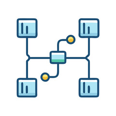 Illustration of networked data processing system isolated on black