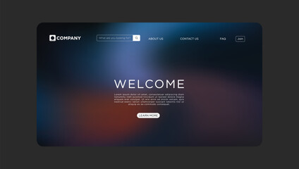 Modern welcome page design for business website, professional and clean user interface example