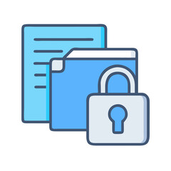Secured files folder with padlock for confidential document protection