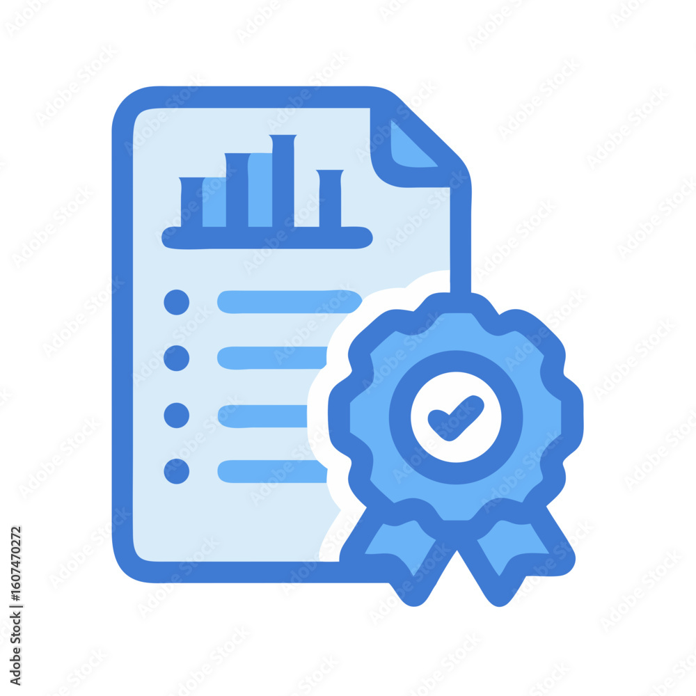 Poster verified report with bars and check mark symbol