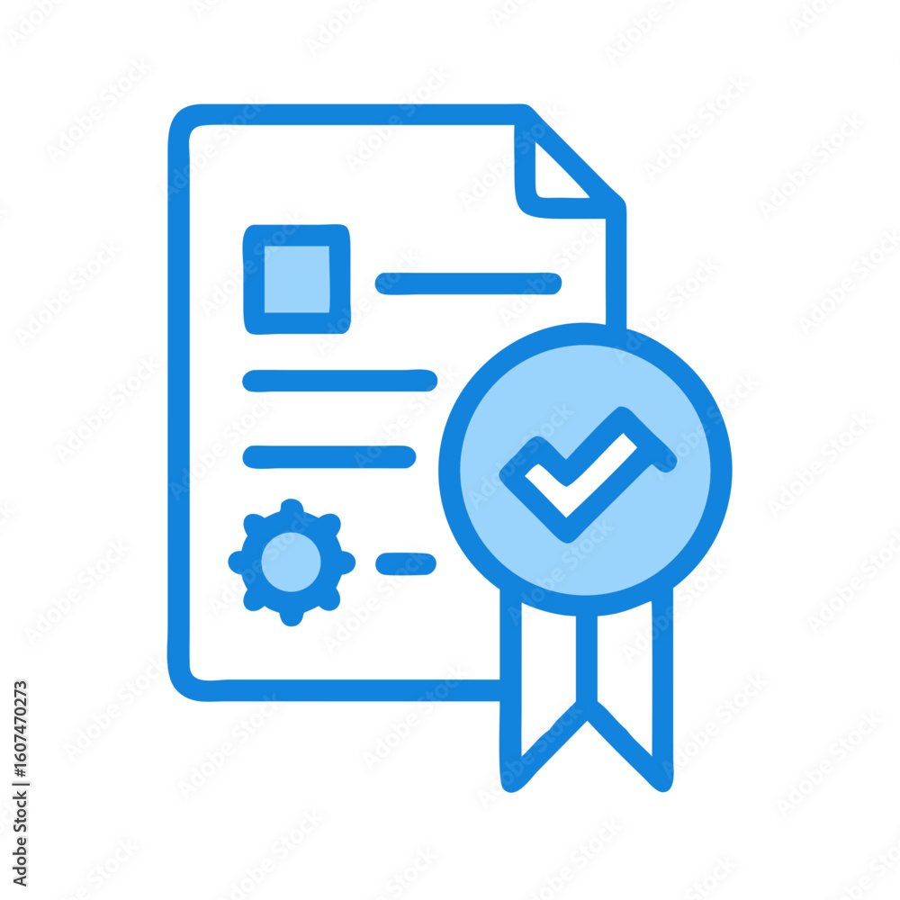 Poster certificate with checkmark badge approval guarantee vector icon