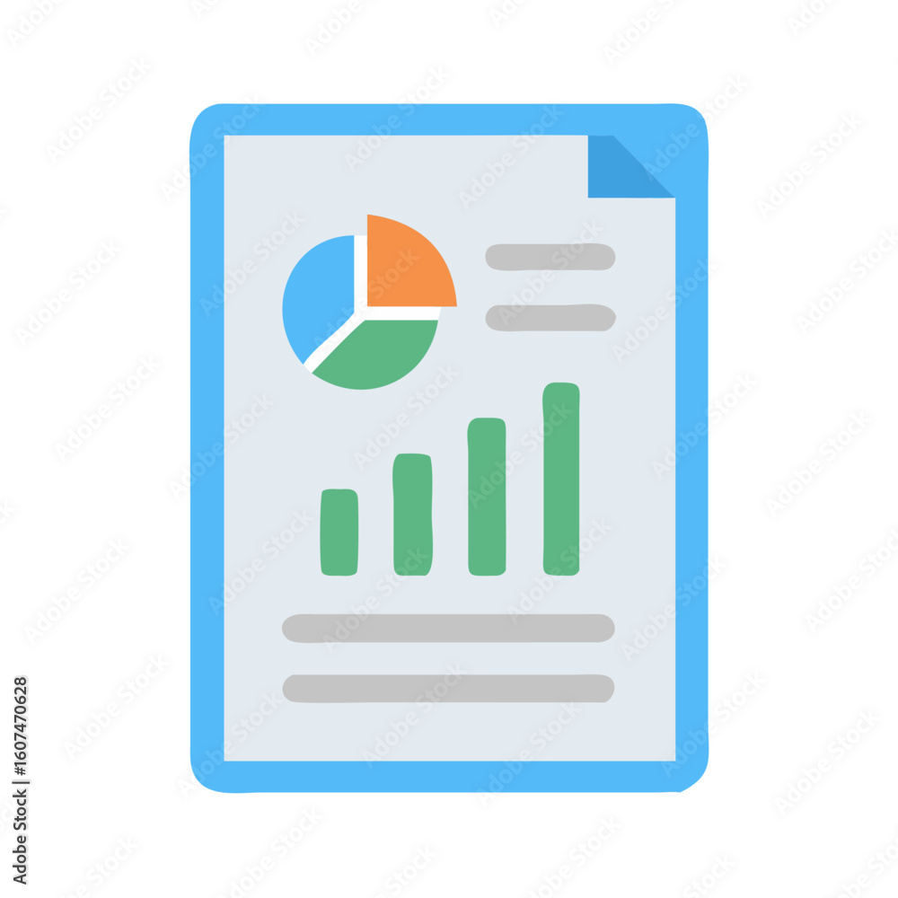 Poster document with chart data and light blue border graphic