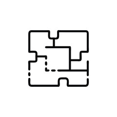 Outline abstract map diagram with connected squares lines architecture blueprint