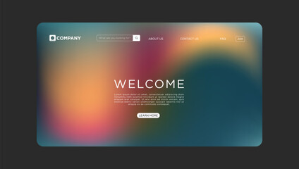 Modern welcome landing page design with vibrant gradient background for business website