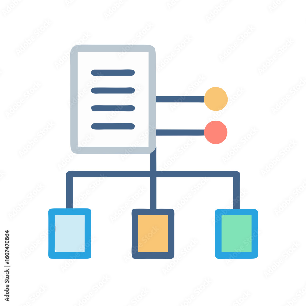 Poster data flowchart illustration on black background showing file connections