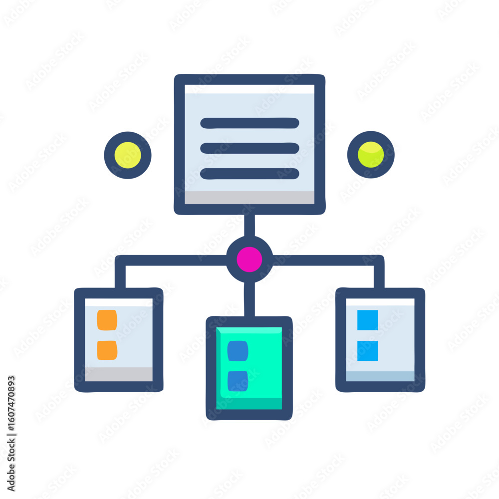 Poster simple colorful diagram illustrating connection between different platforms