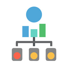 Organization chart flat design with hierarchy on black background
