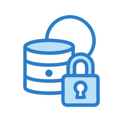 Stylized server and padlock illustration for data security themes