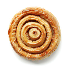 Fototapeta premium Golden Spiral Pastry with Glazed Layers