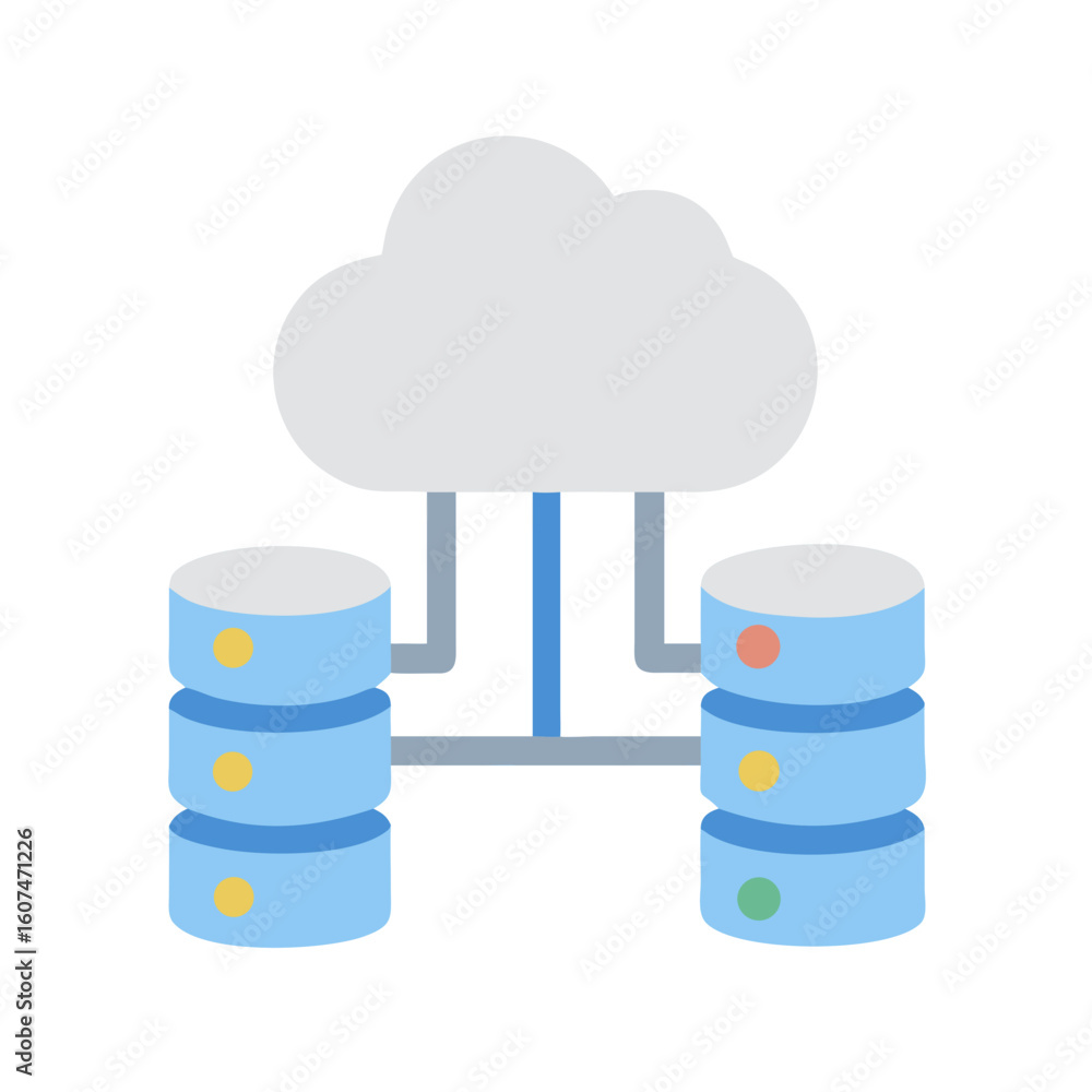 Poster cloud database infrastructure connection illustration on a black background