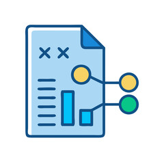 Document with charts showing interconnected data points and statistics