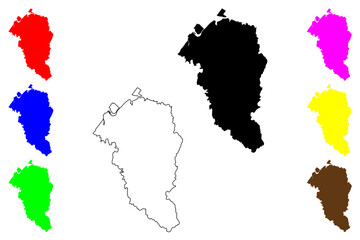 Kanazawa city (Japan, Nihon-koku or Nippon-koku, Chubu region) map vector illustration, scribble sketch Kanazawa-shi map