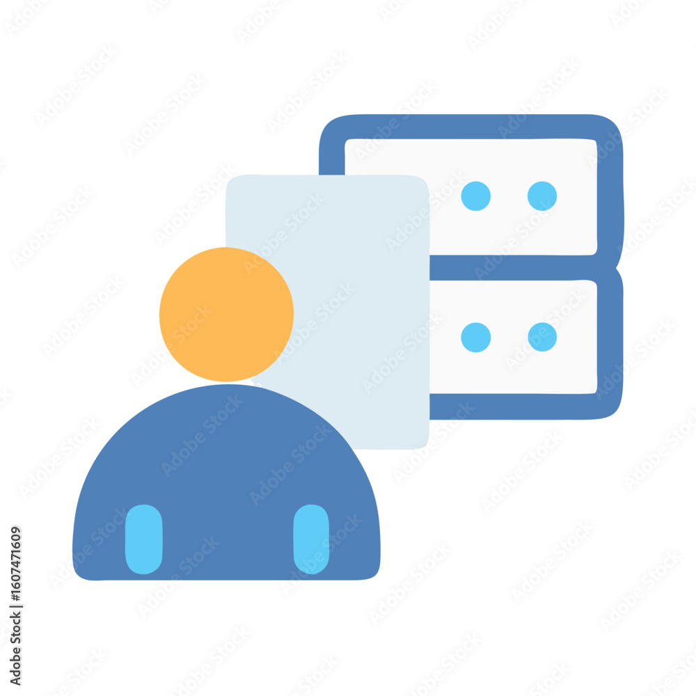 Poster stylized server management icon illustrating database administration tasks