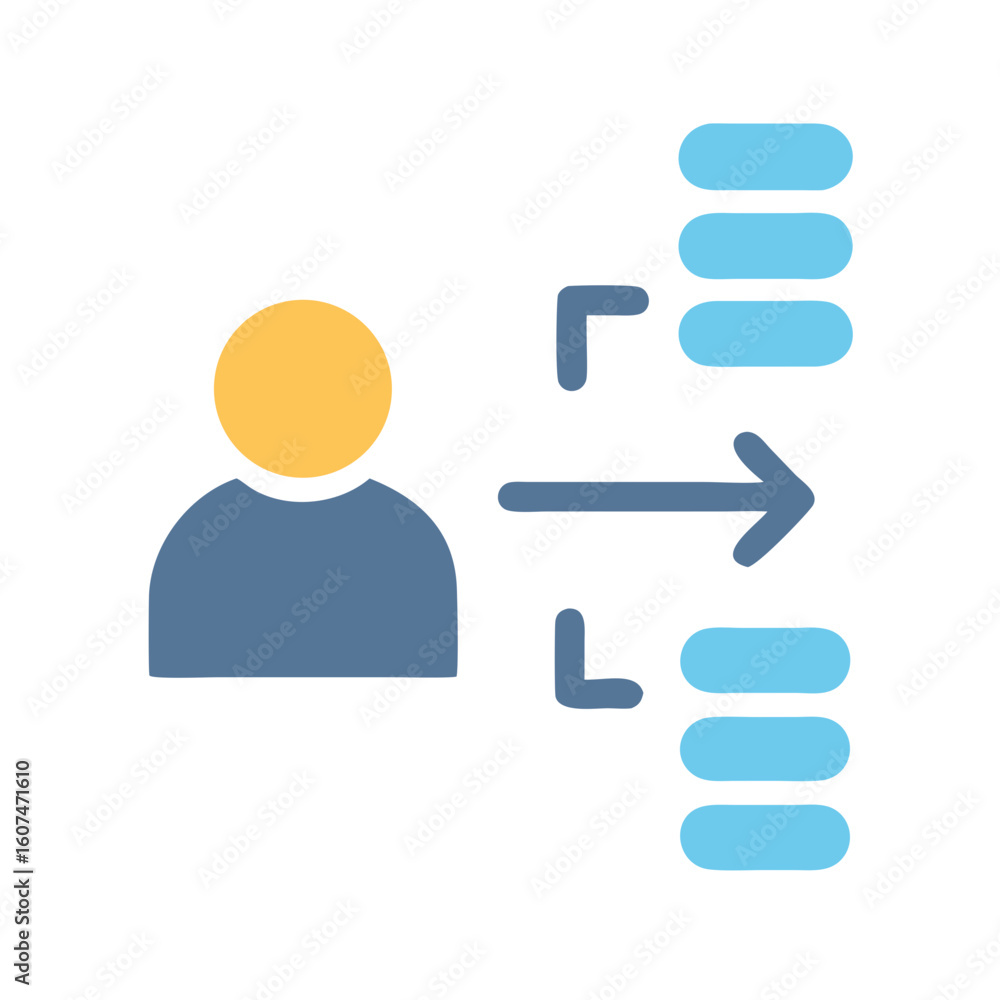Poster person transferring or synchronizing data with an arrow icon