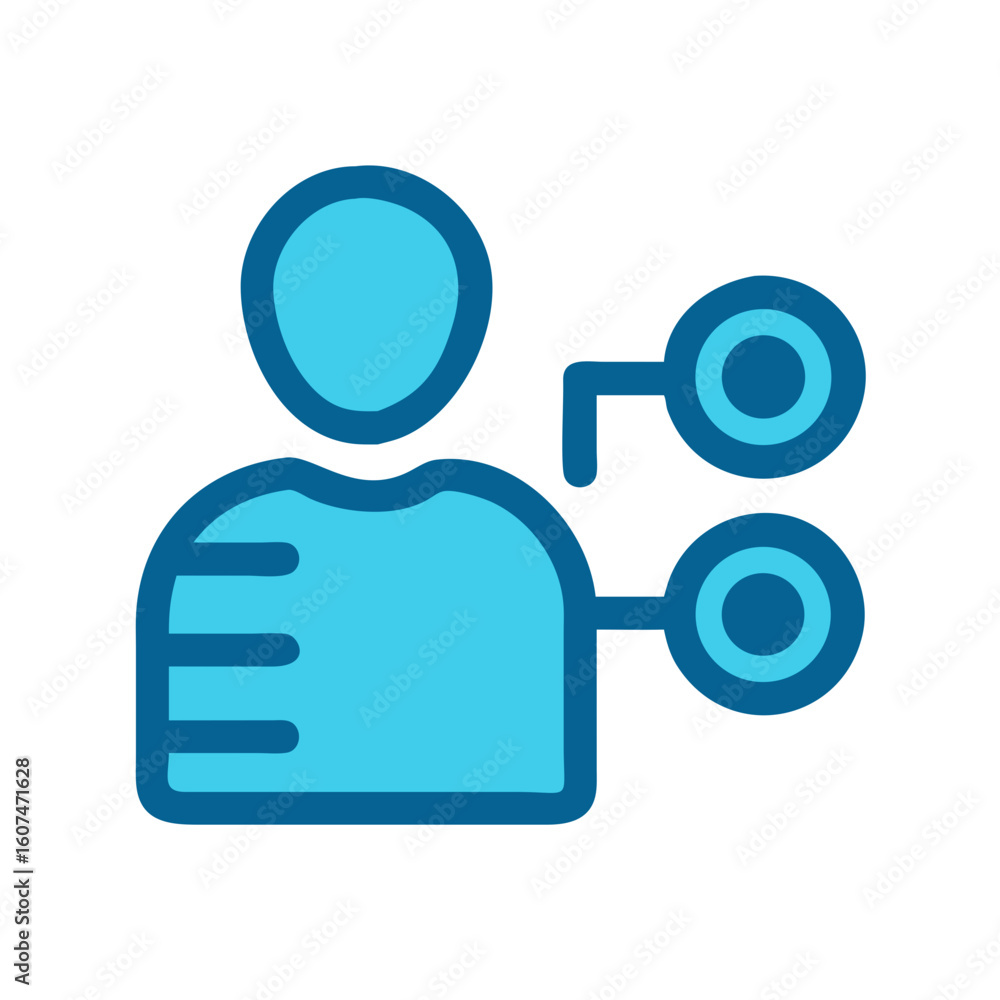Poster person icon with circles showing connections networking concept
