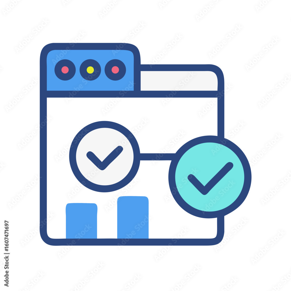 Poster web workflow checklist, task management, completion illustration