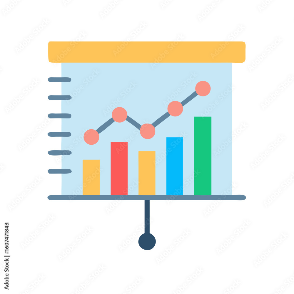 Poster colorful bar graph and line graph on presentation board