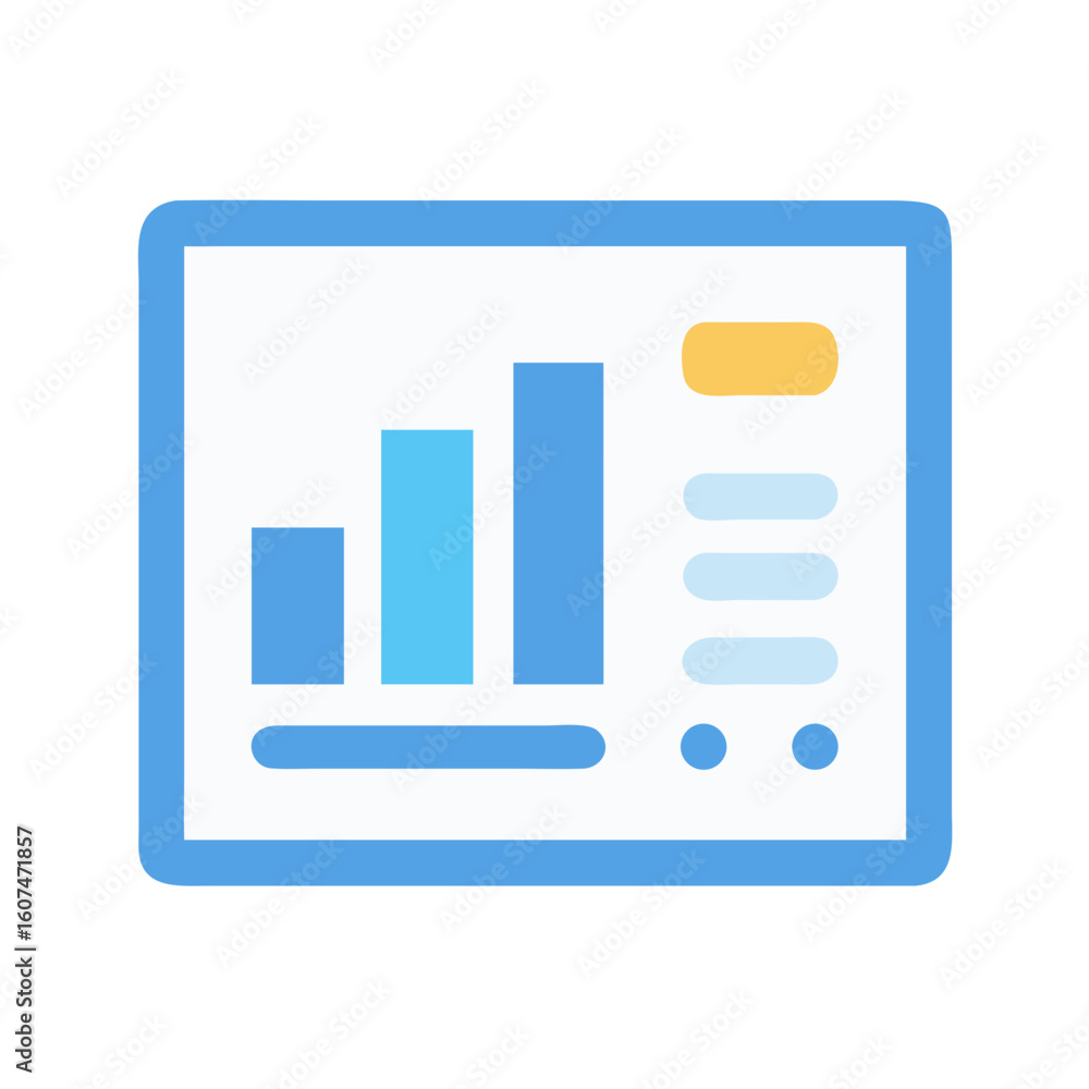 Aufkleber minimalist bar graph icon on tablet for data analysis