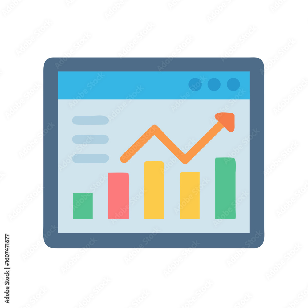 Aufkleber flat design illustration of data graph rising in a browser