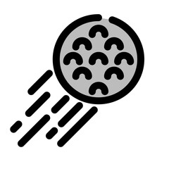 This icon depicts a golf ball with motion streaks, symbolizing speed and precision in sports or any fast-paced activity.