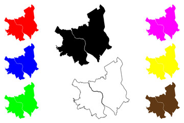 Kasukabe city (Japan, Nihon-koku or Nippon-koku, Kanto region) map vector illustration, scribble sketch Kasukabe-shi map