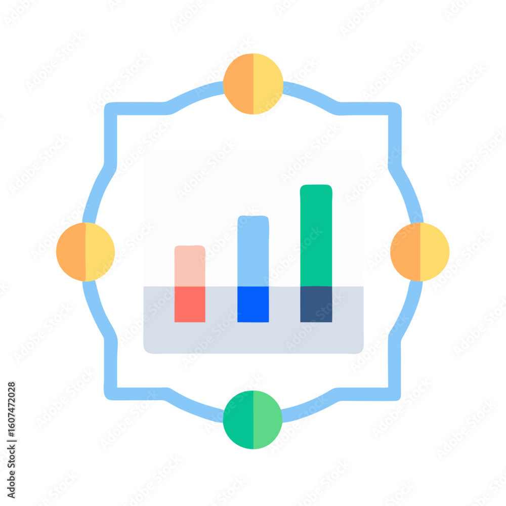 Poster colorful graph connecting nodes showcasing growth data