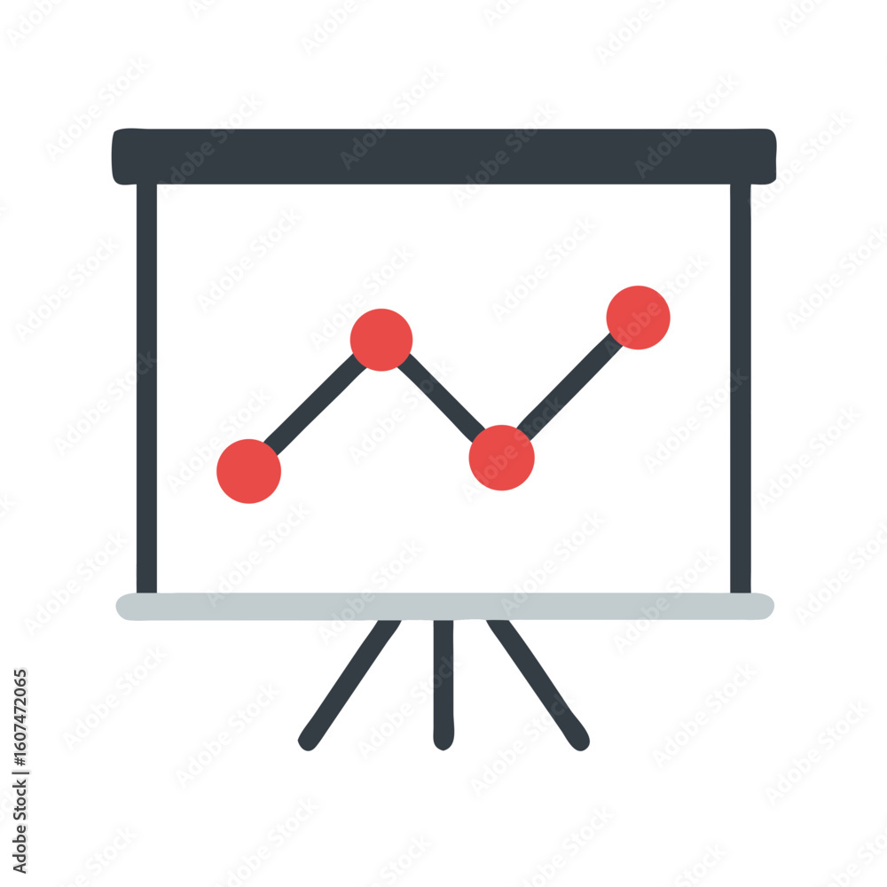 Poster presentation chart with upward trending graph against black backdrop