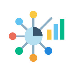 Data visualization of a business pie chart and bar graph