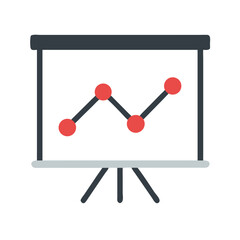 Presentation chart with upward trending graph against black backdrop