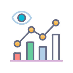 Infographic showing a business data analysis chart with eye