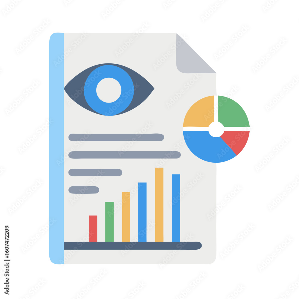 Aufkleber data analysis review flat vector icon presentation report