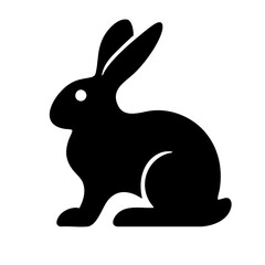 Rabbit silhouette icon black clipart on transparent background
