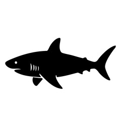 Shark silhouette icon black clipart on transparent background
