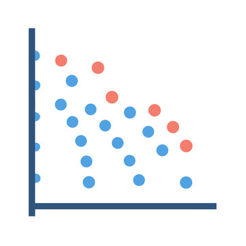 Scatter plot with correlation decline in a flat style