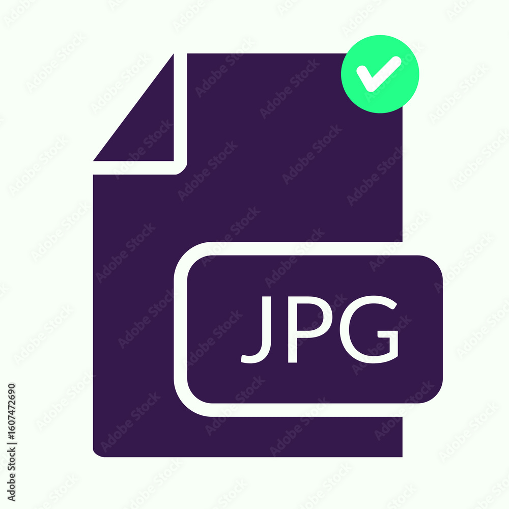 Fototapete jpg document icon with check mark for image file approval