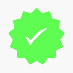 Green Starburst Badge with White Checkmark for Verification or Approval