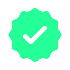 Green Starburst Icon with White Checkmark for Approval or Certification