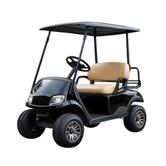 Modern golf cart with "Golf Club" branding on the door, on transparent png background. Ai generated