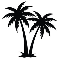 Fototapeta premium A tropical beach sunset with palm tree silhouettes